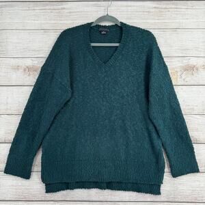 Sanctuary V-Neck Chunky Knit Sweater Womens XL Green Split Hem